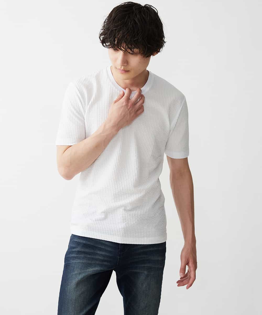 MKKGR60059 MK MICHEL KLEIN HOMME(MKミッシェルクランオム) クルーネックＴシャツ ホワイト