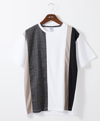 MK MICHEL KLEIN HOMME(MK ミッシェルクランオム) 切り替えデザインカットソー ホワイト/白