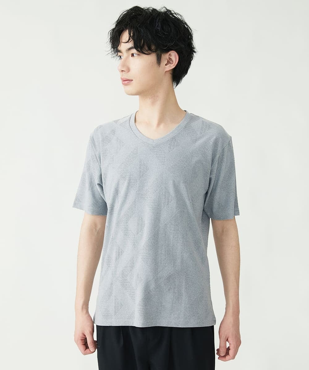 MKKGS51059 MK MICHEL KLEIN HOMME(MKミッシェルクランオム) ジャガードカットソー グレー(92)
