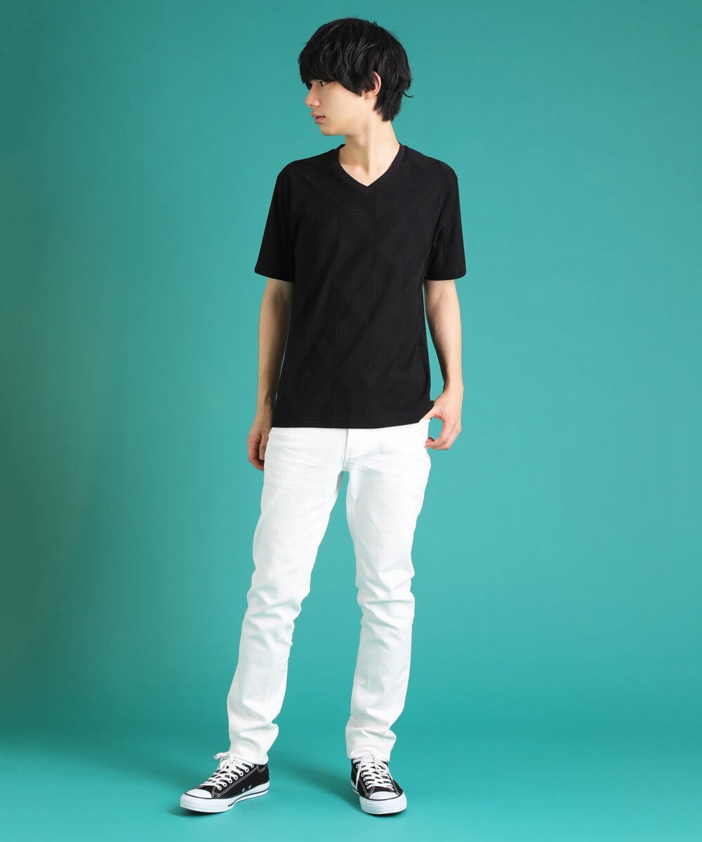MKKGS51059 MK MICHEL KLEIN HOMME(MKミッシェルクランオム) ジャガードカットソー ブラック(94)