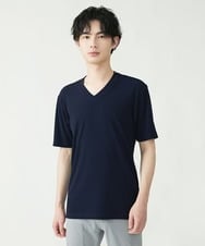 MKKGS56059 MK MICHEL KLEIN HOMME(MKミッシェルクランオム) ブランドベーシック / テレコVネックカットソー ネイビー(57)