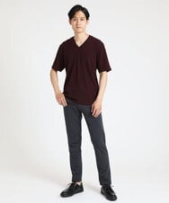 MKKGS56059 MK MICHEL KLEIN HOMME(MKミッシェルクランオム) ブランドベーシック / テレコVネックカットソー パープル