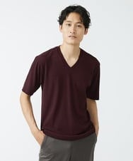 MKKGS56059 MK MICHEL KLEIN HOMME(MKミッシェルクランオム) ブランドベーシック / テレコVネックカットソー パープル
