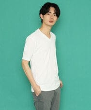 MKKGS56059 MK MICHEL KLEIN HOMME(MKミッシェルクランオム) ブランドベーシック / テレコVネックカットソー ホワイト(90)