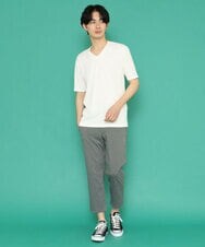 MKKGS56059 MK MICHEL KLEIN HOMME(MKミッシェルクランオム) ブランドベーシック / テレコVネックカットソー ホワイト(90)