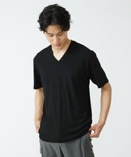 MKKGS56059 MK MICHEL KLEIN HOMME(MKミッシェルクランオム) ブランドベーシック / テレコVネックカットソー ブラック
