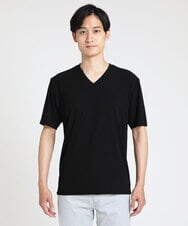 MKKGS56059 MK MICHEL KLEIN HOMME(MKミッシェルクランオム) ブランドベーシック / テレコVネックカットソー ブラック