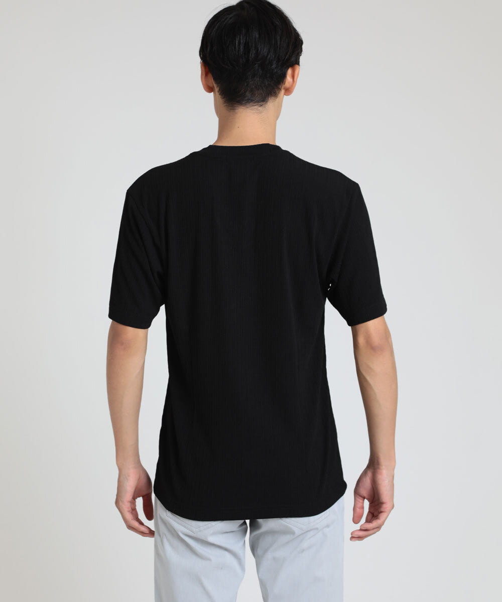 MKKGS56059 MK MICHEL KLEIN HOMME(MKミッシェルクランオム) ブランドベーシック / テレコVネックカットソー ブラック