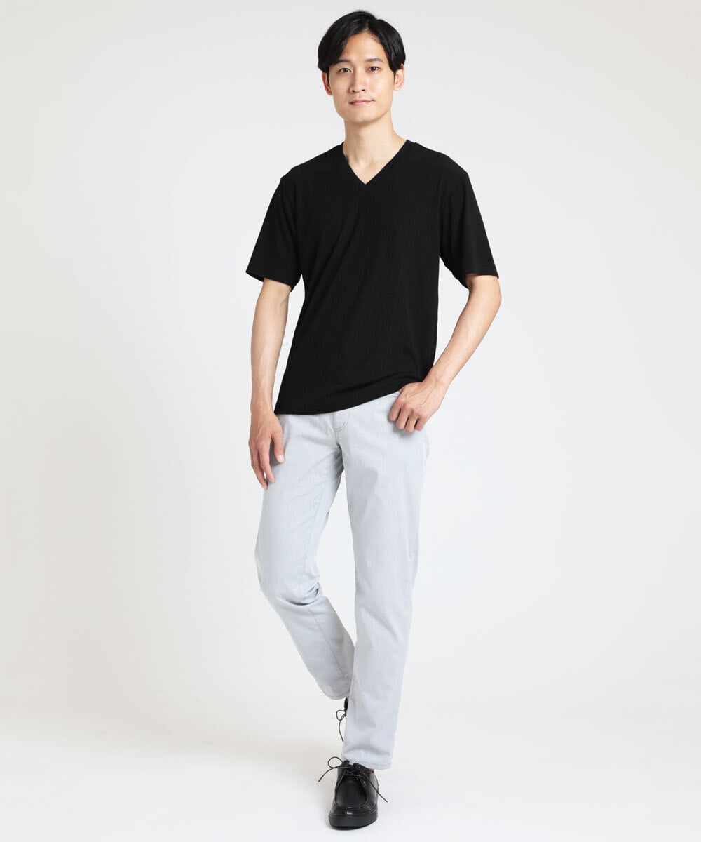 MKKGS56059 MK MICHEL KLEIN HOMME(MKミッシェルクランオム) ブランドベーシック / テレコVネックカットソー ブラック