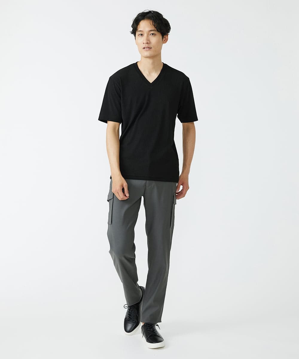 MKKGS56059 MK MICHEL KLEIN HOMME(MKミッシェルクランオム) ブランドベーシック / テレコVネックカットソー ブラック