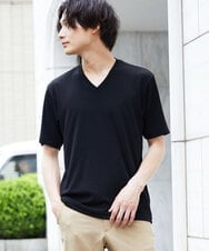 MKKGS56059 MK MICHEL KLEIN HOMME(MKミッシェルクランオム) ブランドベーシック / テレコVネックカットソー ブラック