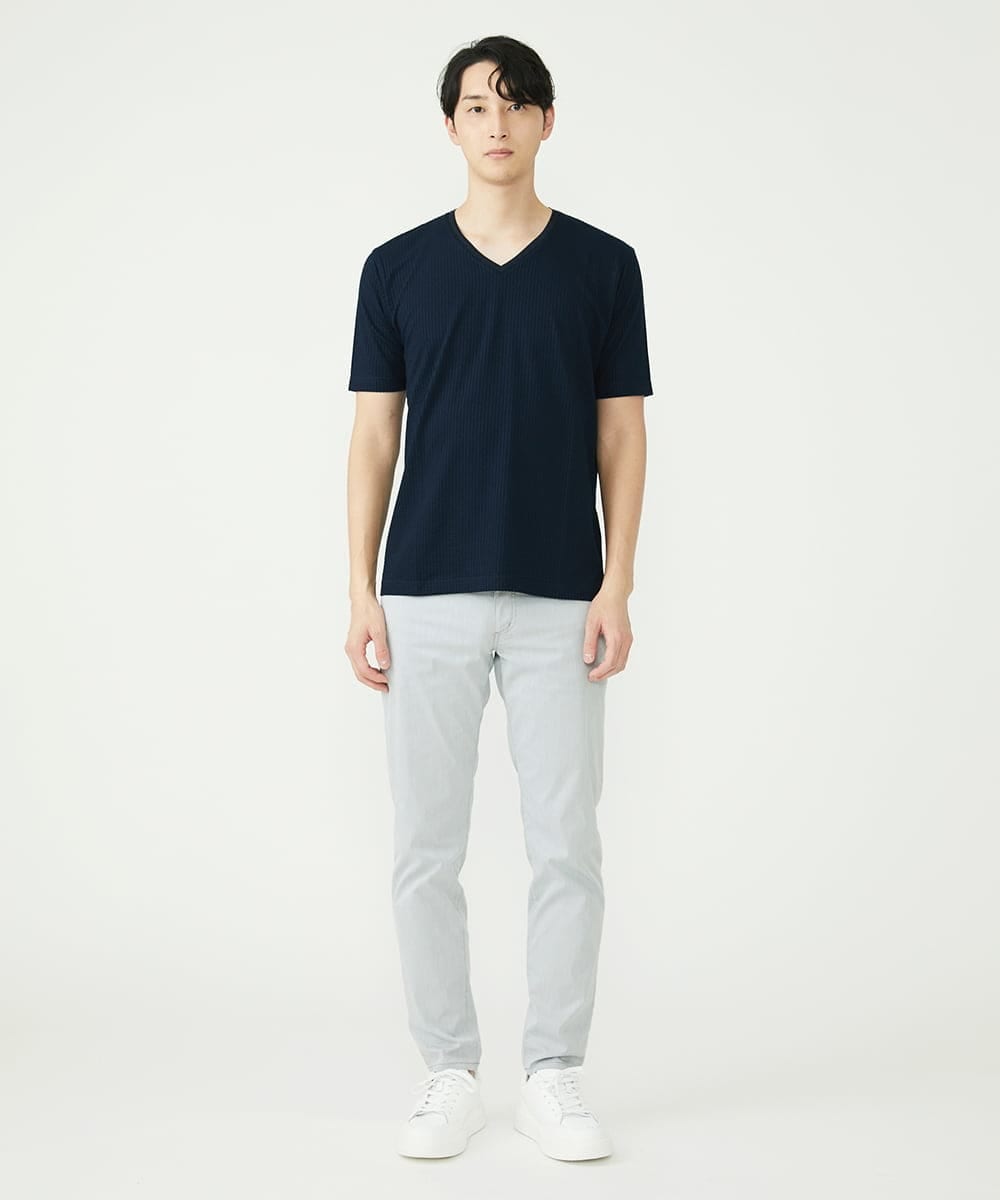MKKGS57069 MK MICHEL KLEIN HOMME(MKミッシェルクランオム) カットソー / サッカーストライプジャージ ネイビー(58)