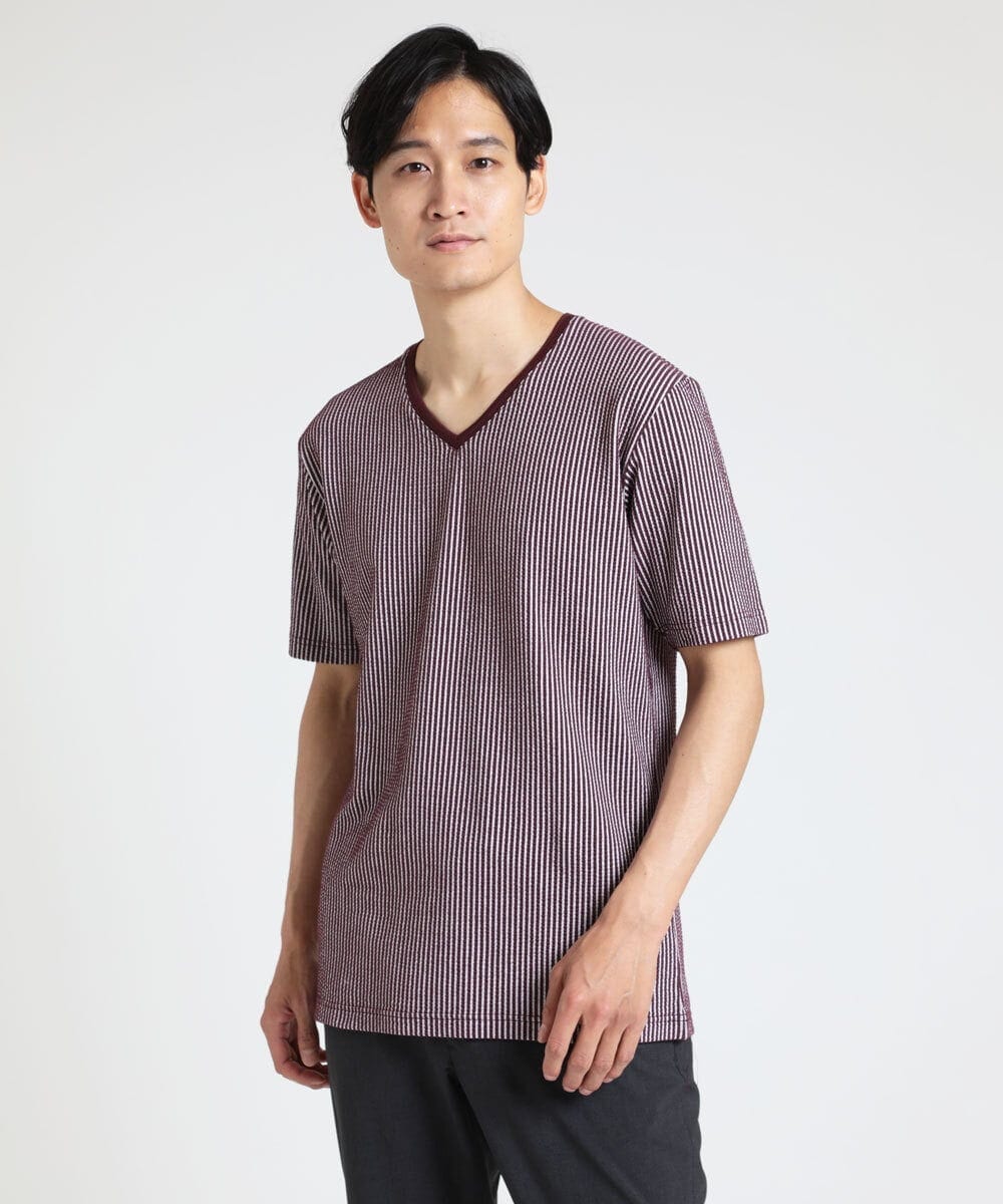 MKKGS57069 MK MICHEL KLEIN HOMME(MKミッシェルクランオム) カットソー / サッカーストライプジャージ パープル(77)