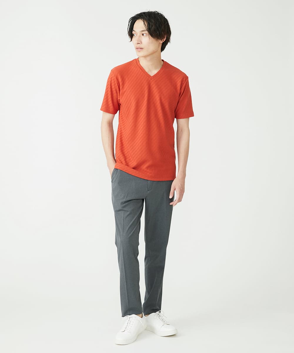 MKKGS66059 MK MICHEL KLEIN HOMME(MKミッシェルクランオム) へリンボンリンクスカットソー オレンジ(15)