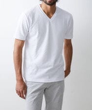 MKKGS66059 MK MICHEL KLEIN HOMME(MKミッシェルクランオム) へリンボンリンクスカットソー ホワイト(90)