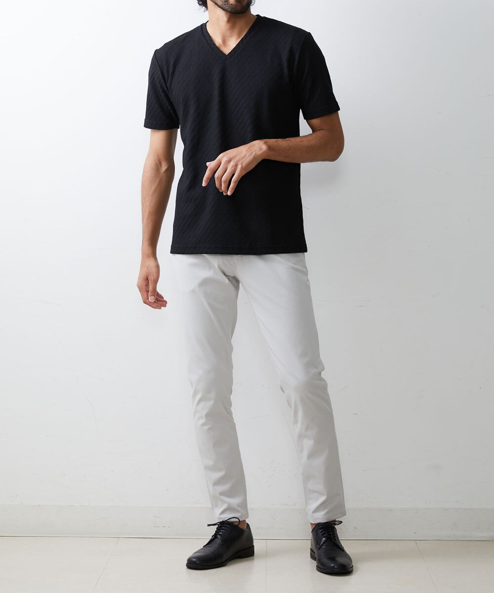 MKKGS66059 MK MICHEL KLEIN HOMME(MKミッシェルクランオム) へリンボンリンクスカットソー ブラック(94)