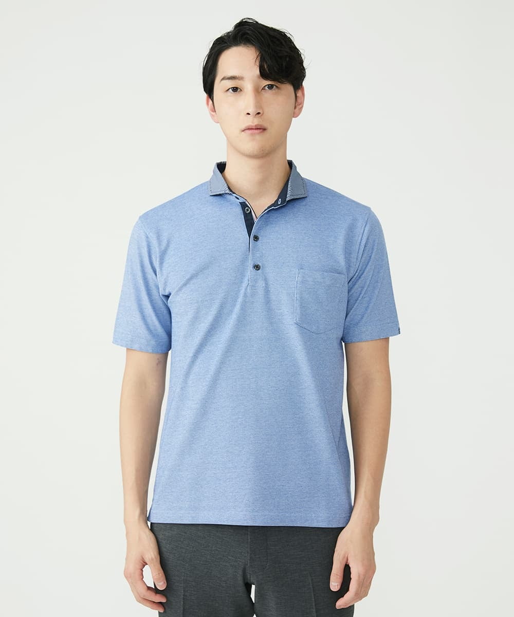 MKKGS67090 MK MICHEL KLEIN HOMME(MKミッシェルクランオム) ポロシャツ / メランジカノコジャージ ブルー(55)