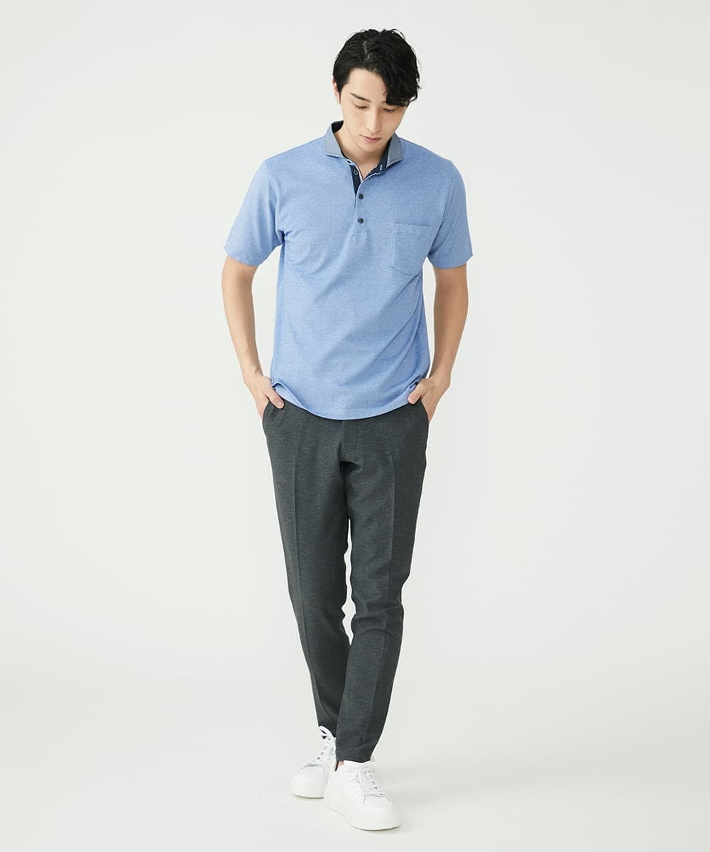 MKKGS67090 MK MICHEL KLEIN HOMME(MKミッシェルクランオム) ポロシャツ / メランジカノコジャージ ブルー(55)