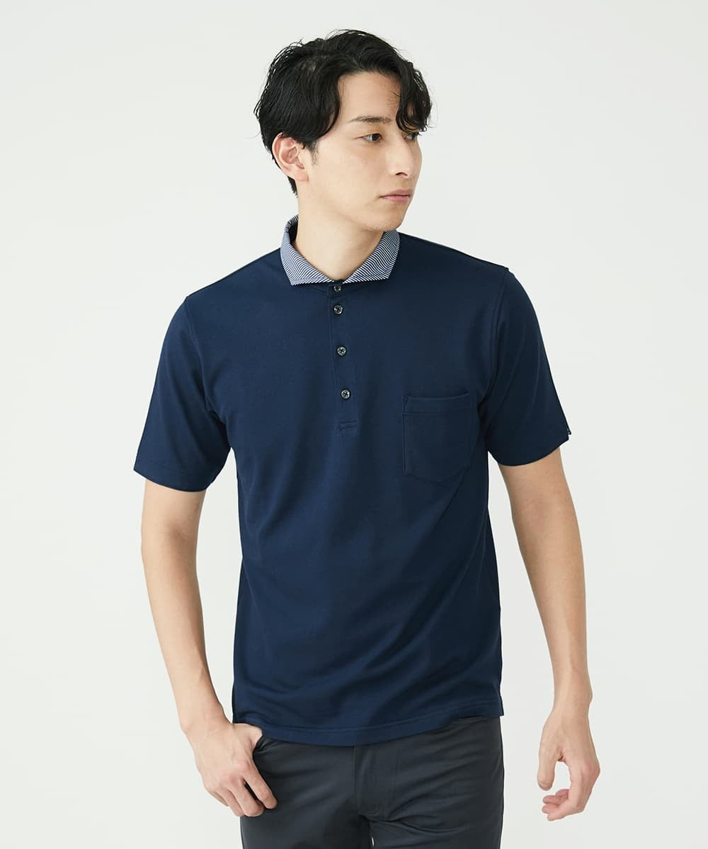 MKKGS67090 MK MICHEL KLEIN HOMME(MKミッシェルクランオム) ポロシャツ / メランジカノコジャージ ネイビー(57)