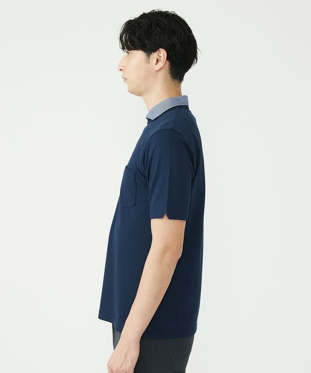 MKKGS67090 MK MICHEL KLEIN HOMME(MKミッシェルクランオム) ポロシャツ / メランジカノコジャージ ネイビー(57)