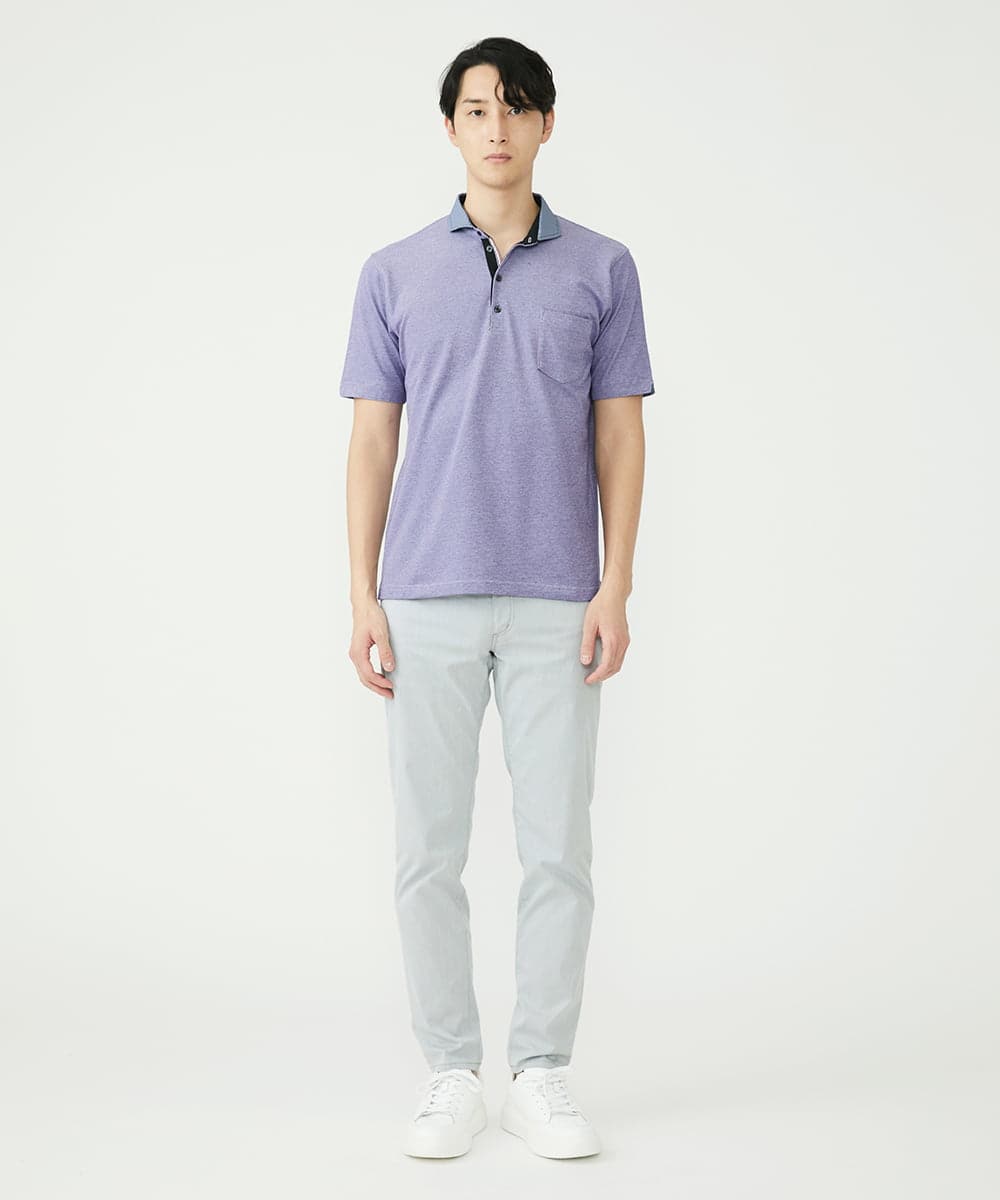 MKKGS67090 MK MICHEL KLEIN HOMME(MKミッシェルクランオム) ポロシャツ / メランジカノコジャージ パープル(65)