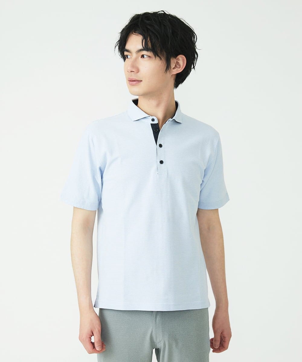 MKKGS69110 MK MICHEL KLEIN HOMME(MKミッシェルクランオム) ポロシャツ / COOLMAXハニカム ライトブルー(50)