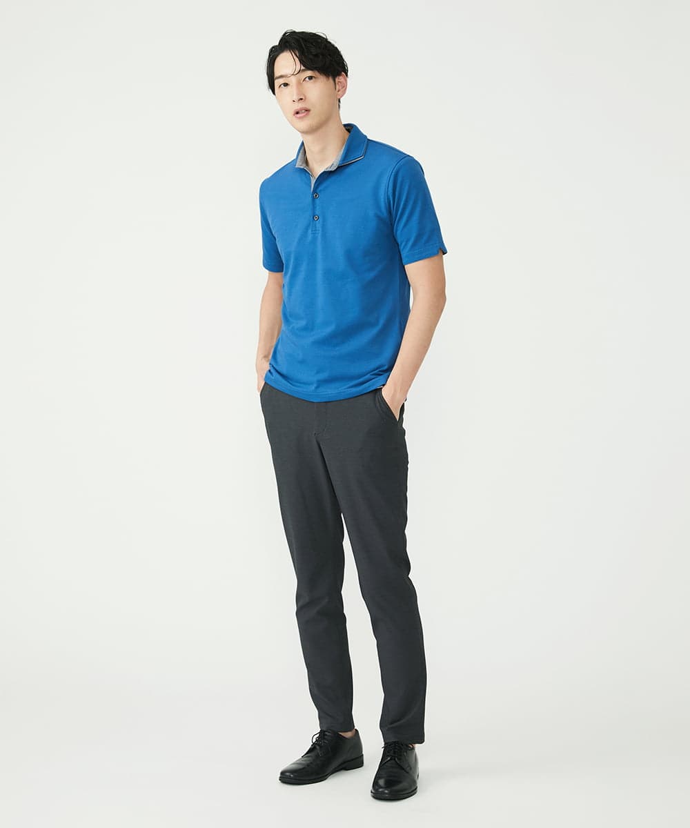 MKKGS70080 MK MICHEL KLEIN HOMME(MKミッシェルクランオム) 【WEB限定】クールメランジカノコポロシャツ ブルー(50)