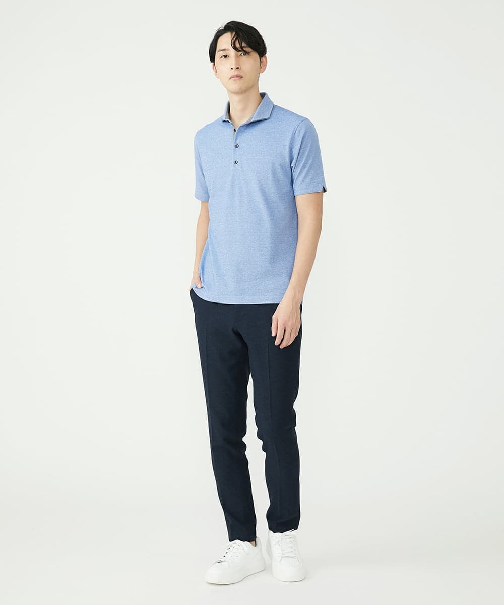 MKKGS70080 MK MICHEL KLEIN HOMME(MKミッシェルクランオム) 【WEB限定】クールメランジカノコポロシャツ ライトブルー(55)