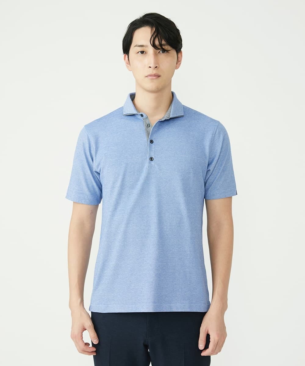 MKKGS70080 MK MICHEL KLEIN HOMME(MKミッシェルクランオム) 【WEB限定】クールメランジカノコポロシャツ ライトブルー(55)