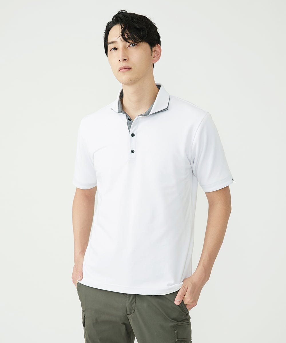 MKKGS70080 MK MICHEL KLEIN HOMME(MKミッシェルクランオム) 【WEB限定】クールメランジカノコポロシャツ ホワイト(90)