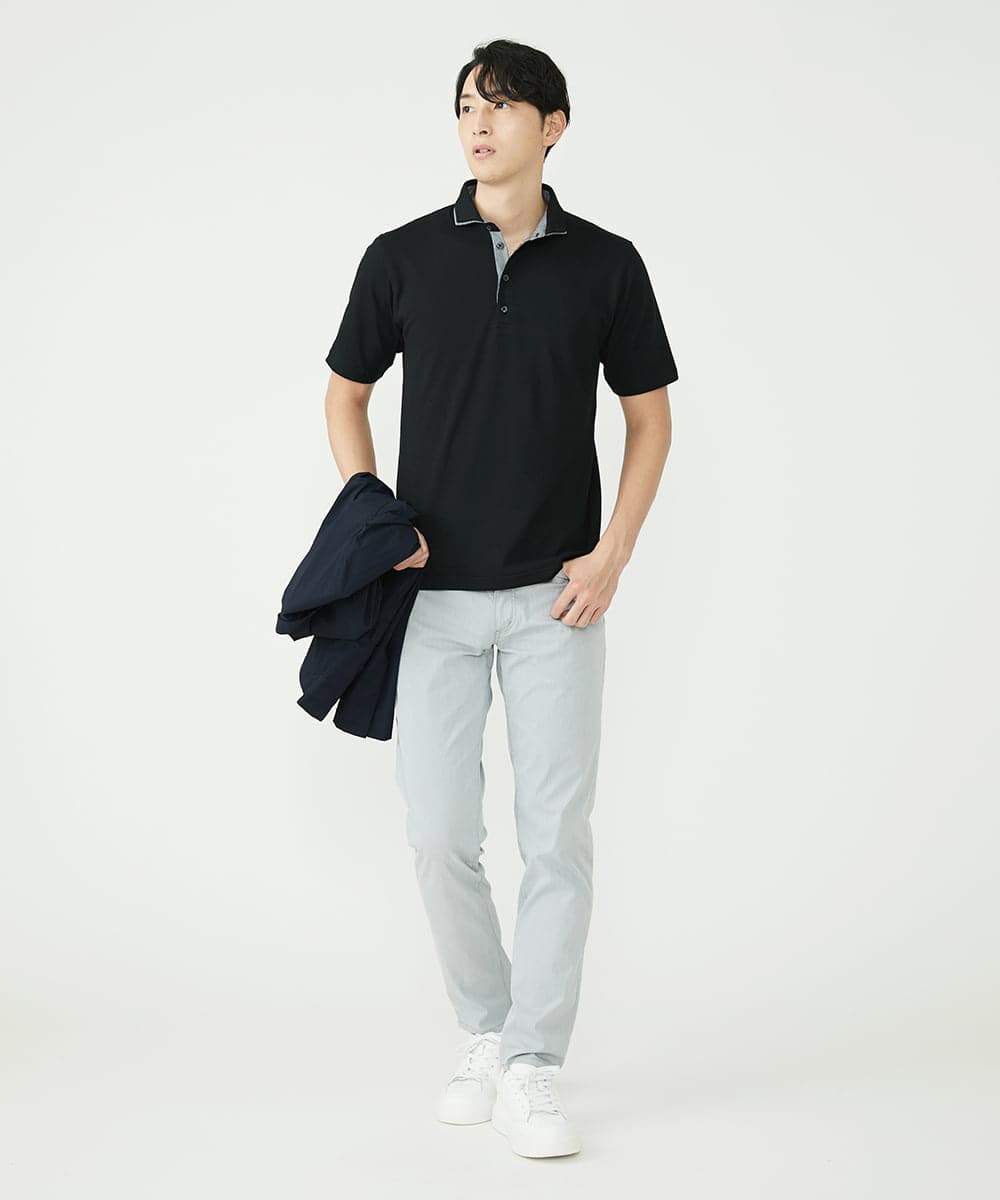 MKKGS70080 MK MICHEL KLEIN HOMME(MKミッシェルクランオム) 【WEB限定】クールメランジカノコポロシャツ ブラック(94)