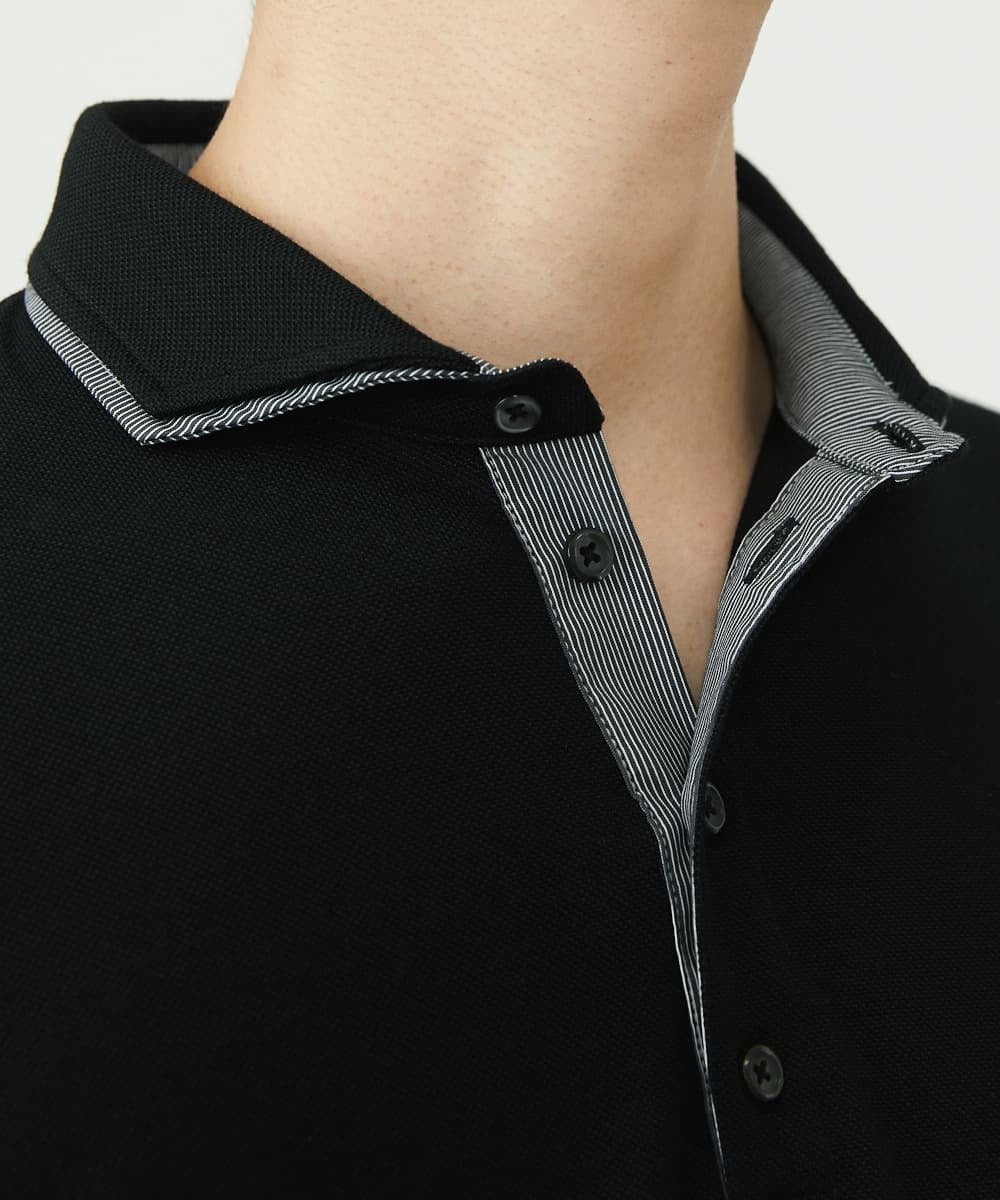 MKKGS70080 MK MICHEL KLEIN HOMME(MKミッシェルクランオム) 【WEB限定】クールメランジカノコポロシャツ ブラック(94)