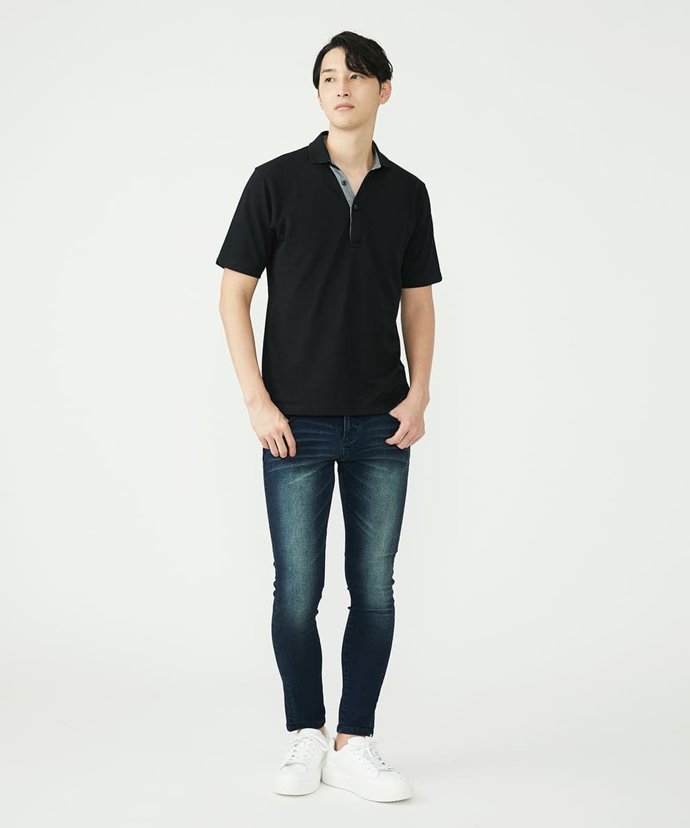MKKGS90090 MK MICHEL KLEIN HOMME(MKミッシェルクランオム) カノコポロシャツ ブラック(94)