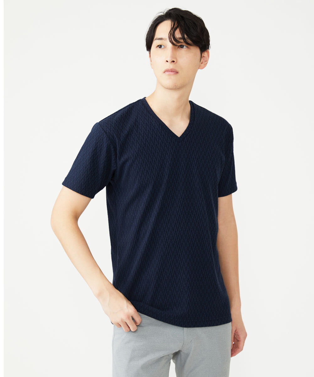 MKKGU02063 MK MICHEL KLEIN HOMME(MKミッシェルクランオム) バロックへリンボンカットソー ネイビー(57)