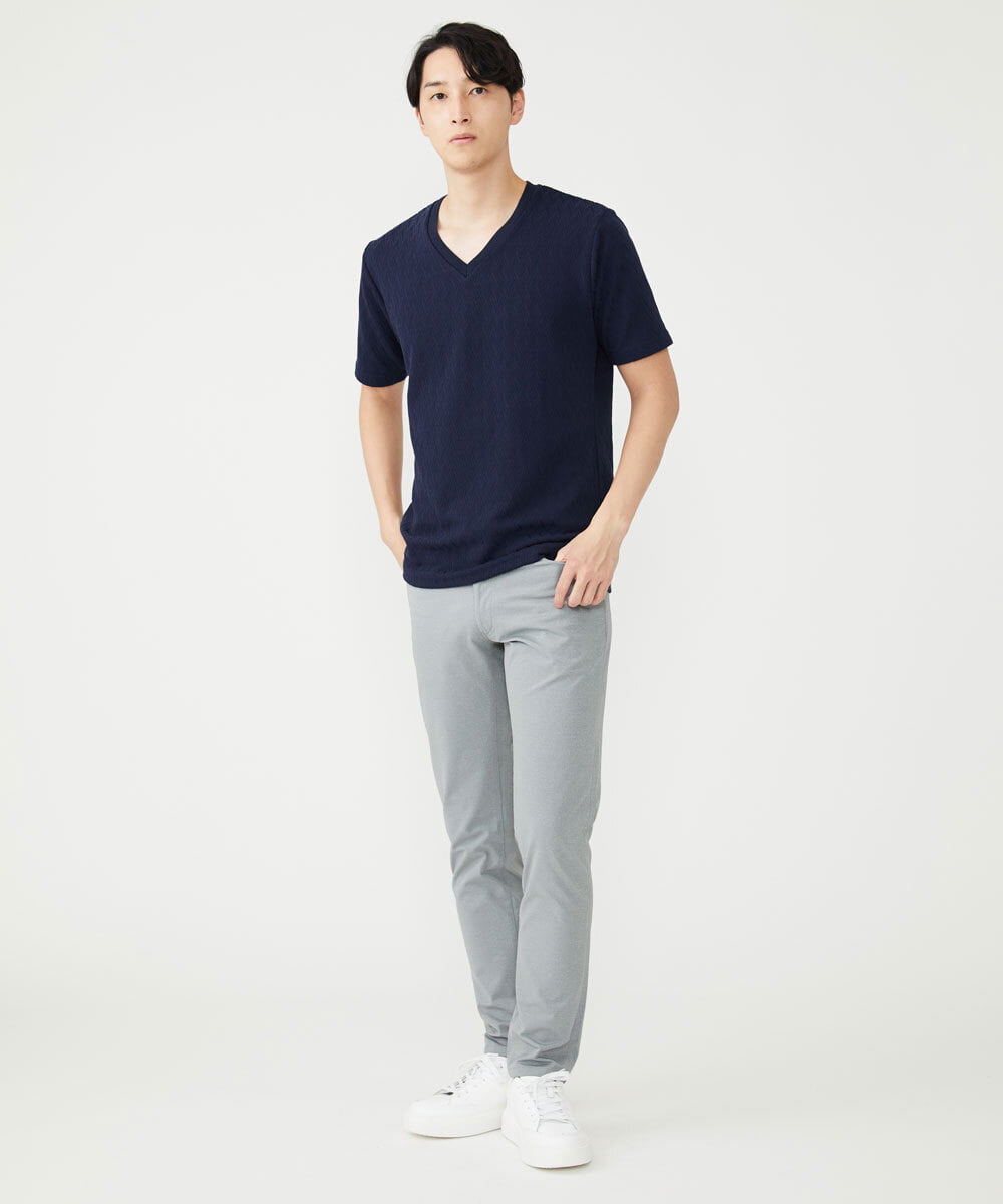 MKKGU02063 MK MICHEL KLEIN HOMME(MKミッシェルクランオム) バロックへリンボンカットソー ネイビー(57)