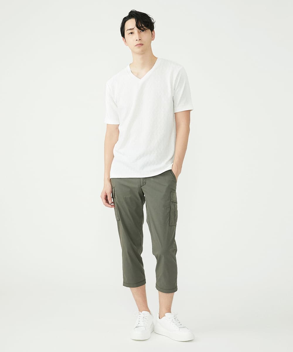 MKKGU02063 MK MICHEL KLEIN HOMME(MKミッシェルクランオム) バロックへリンボンカットソー ホワイト(90)