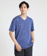 MKKGU09059 MK MICHEL KLEIN HOMME(MKミッシェルクランオム) クラッシュボーダーカットソー ブルー(55)