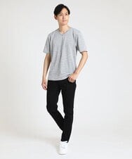 MKKGU09059 MK MICHEL KLEIN HOMME(MKミッシェルクランオム) クラッシュボーダーカットソー ホワイト(90)