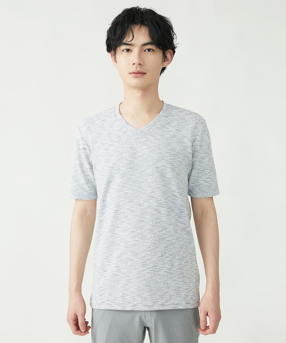 MKKGU11059 MK MICHEL KLEIN HOMME(MKミッシェルクランオム) リップルウェーブカットソー ライトグレー(91)