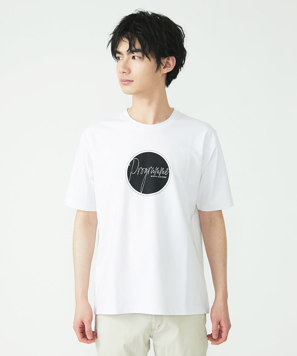 MKKGU12063 MK MICHEL KLEIN HOMME(MKミッシェルクランオム) 『レッドカップキャンペーン』ロゴ入りカットソー ホワイト(90)