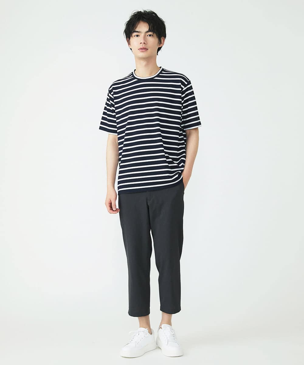 MKKGU14063 MK MICHEL KLEIN HOMME(MKミッシェルクランオム) 『レッドカップキャンペーン』ボーダーカットソー ネイビー(57)