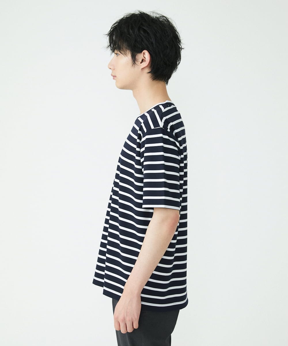 MKKGU14063 MK MICHEL KLEIN HOMME(MKミッシェルクランオム) 『レッドカップキャンペーン』ボーダーカットソー ネイビー(57)