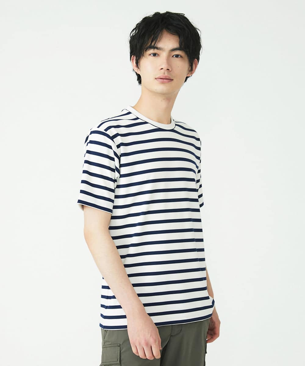 MKKGU14063 MK MICHEL KLEIN HOMME(MKミッシェルクランオム) 『レッドカップキャンペーン』ボーダーカットソー ホワイト(90)