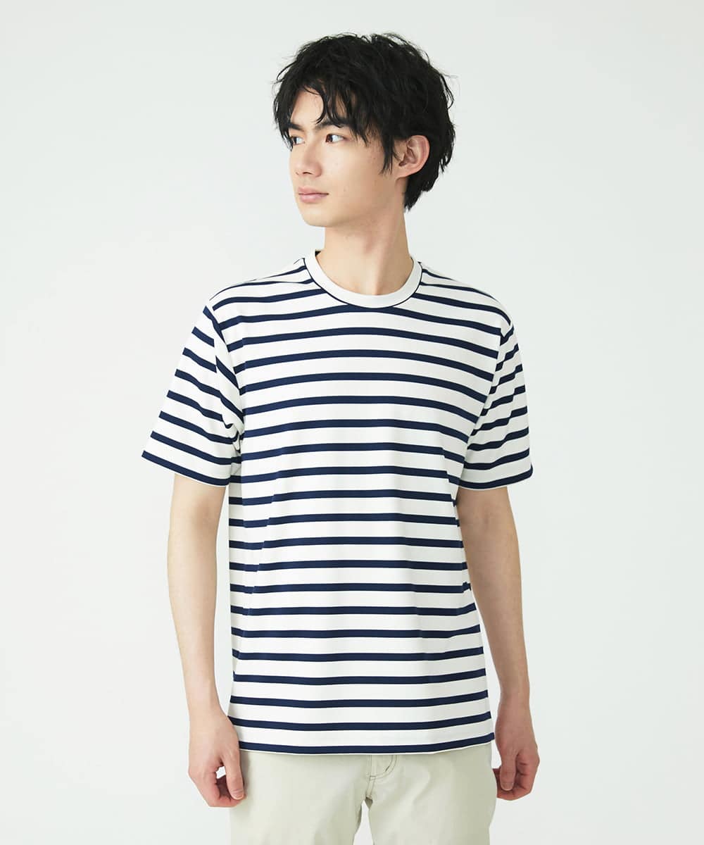 MKKGU14063 MK MICHEL KLEIN HOMME(MKミッシェルクランオム) 『レッドカップキャンペーン』ボーダーカットソー ホワイト(90)