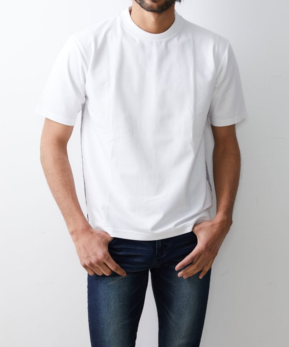 MKKGU15079 MK MICHEL KLEIN HOMME(MKミッシェルクランオム) ドッキングカットソー ホワイト(90)