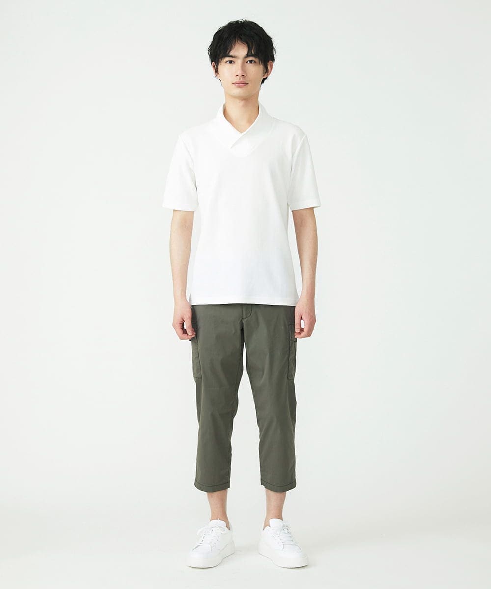 MKKGU19079 MK MICHEL KLEIN HOMME(MKミッシェルクランオム) ショールカラーカットソー ホワイト(90)
