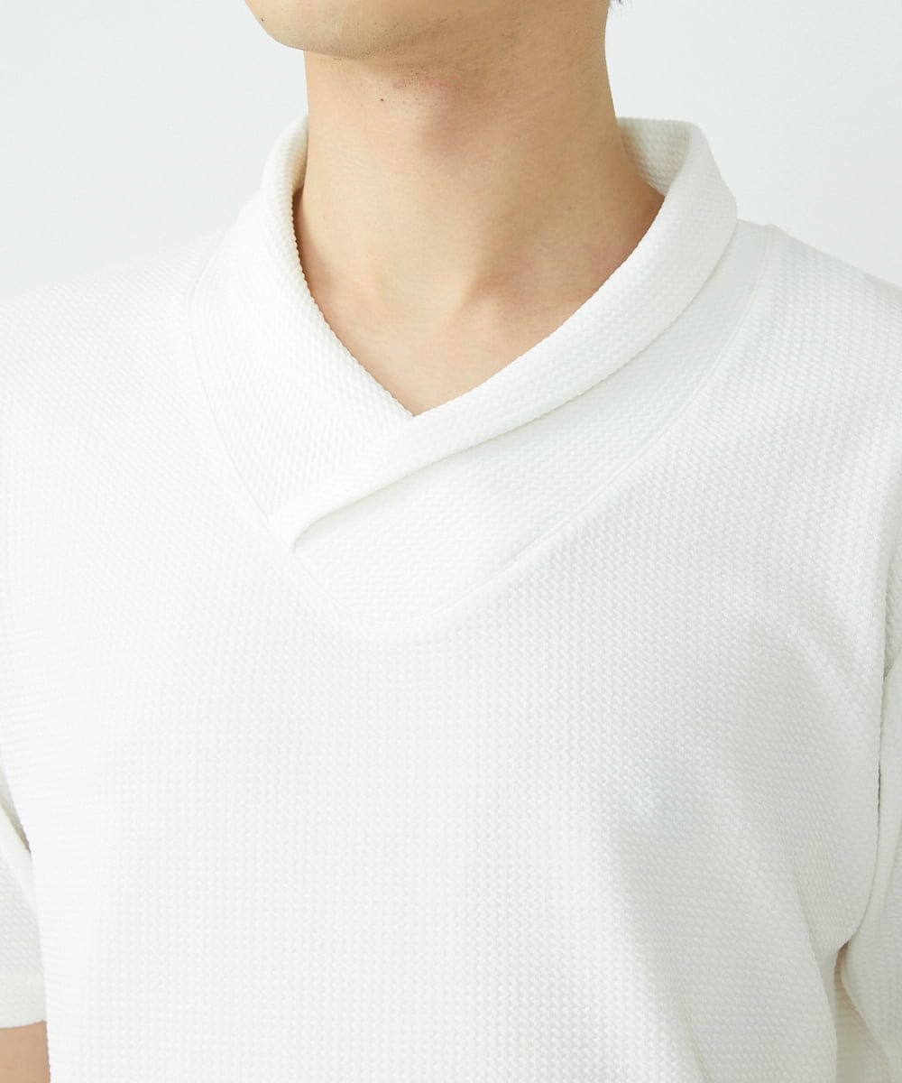 MKKGU19079 MK MICHEL KLEIN HOMME(MKミッシェルクランオム) ショールカラーカットソー ホワイト(90)