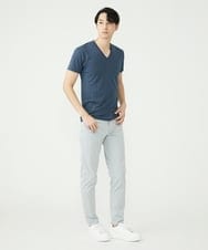 MKKGU21059 MK MICHEL KLEIN HOMME(MKミッシェルクランオム) メランジストライプテレコカットソー ブルー(55)