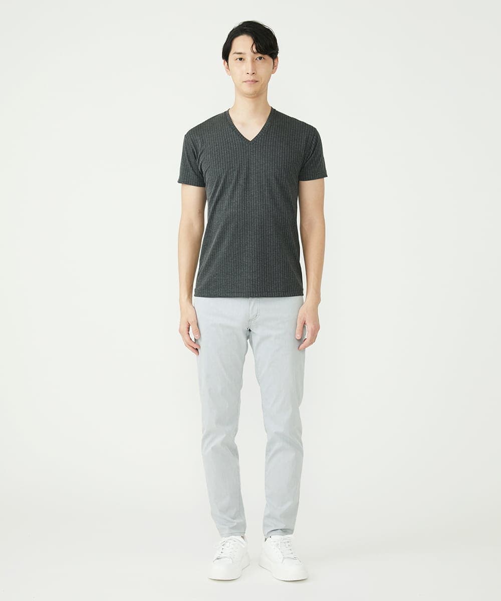 MKKGU21059 MK MICHEL KLEIN HOMME(MKミッシェルクランオム) メランジストライプテレコカットソー ダークグレー(93)