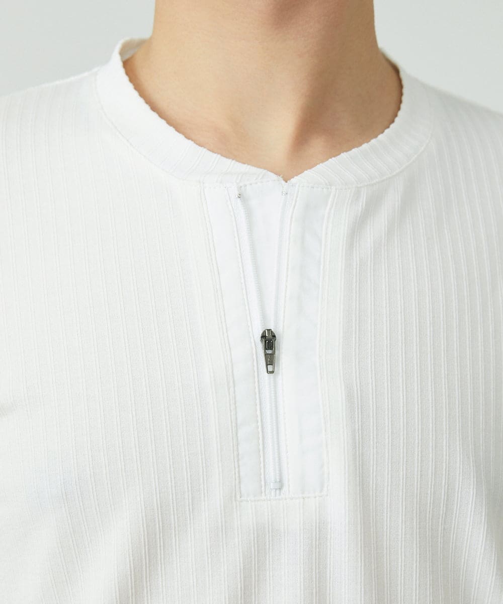 MKKGU22069 MK MICHEL KLEIN HOMME(MKミッシェルクランオム) ハーフジップカットソー ホワイト(90)